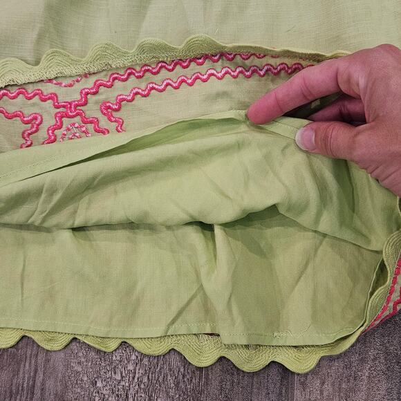 J.Marie Hailey Dress Womens XS Pink Lime Green Embroidered Shift Flutter NEW - Picture 8 of 13